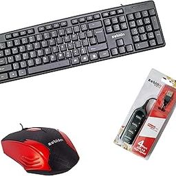 Zebion K500 USB Keyboard 102 Keys, Ruppee Key, Tested 1 Billion Keystrokes, Swag USB Mouse Comes with Latest Optical Technology, 800 DPI Resolution and Pronto USB 4 Hub Port (Black-Red)-image-26