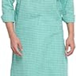 Men Cotton Dobby LIM Fit Long Kurta Green-image-3