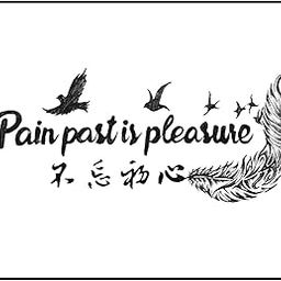 Simply Inked Pain Past is Pleasure Semi Permanent Tattoo, Designer Semi-Permanent Tattoo for Girls Boys Men Women waterproof Sticker Size: 4.4 x 7.2 inch l Blue Black l 2g-0