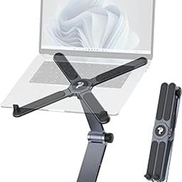 Proffisy Portable Laptop Stand for Desk with 360° Rotation Base Sitting Laptop Riser with X-Shape & Central Axis Lock Ergonomic Aluminum Laptop Stand for 11-16" Laptop/Tablet Office Home,Gunmetal Grey-21