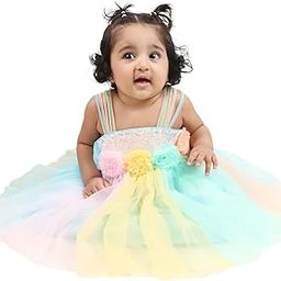 Zyrix Girls Embellished Knee Length Fancy Party Dress Multicolour-15