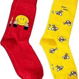 THELA GAADI Colourful Quirky Socks - 100% Combed Cotton Funky Printed Socks for Men & Women | Crew Length Socks | Unisex, Breathable, Odour Free, Free Size | Pack of 2 Pairs-image-30