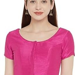 Women's Readymade Polyester Padded Saree Blouse with Short Sleeves.-image-42
