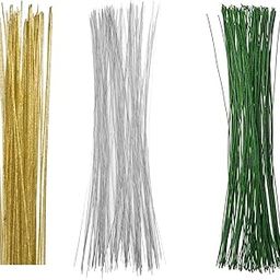 Floral Stem Wire Set for Flower Making – Gold, Silver, Green Pack of 25 Each-26
