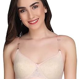 Transparent Strap Padded Bra - Made of Pure Cotton Full Coverage Non Wired Seamless Pushup Soft Cup for T-Shirt Saree Dress Sports Garment for Daily Use Everyday-picture-27