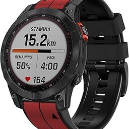 Abanen Quick Fit 26mm Silicone Watch Bands for Garmin Fenix 7X / Fenix 6X / Fenix 5X ,Soft Sport Bicolor Waterproof Wristband Strap for Garmin Enduro / Enduro 2, Tactix Delta (Red-Black)-image-17