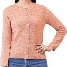Women's V-Neck Full Sleeve Buttoned Cardigan | Stylish Light Knitwear| Soft -Comfortable Regular Fit Woolen Top for Casual and Office Wear-image-85