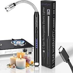 Electric Rechargeable Plasma Gas Lighter for Kitchen, Lighter for Gas Stove, Candles, Pooja, 1 Year Warranty, C-Type USB, Kitchen Tools, Multi Purpose - 360° Flexible & Windproof, Black-11