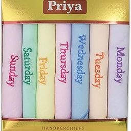 Pure Cotton Multicolor Weekdays Embroidered Handkerchiefs, Set of 7, 25x25 CM – Soft, Durable, Breathable, Ideal for Daily Use, Perfect for Personal Care and Stylish Everyday-image-73
