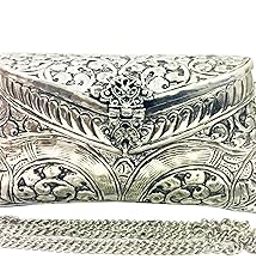 Indian Vintage Brass silver Purse antique Ethnic clutch Handmade Women metal clutch Bag Party bag-image-15