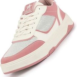 Women Colorblocked Low Top Casual Shoes | Shimmery Lace-up Party Sneakers | Memory Cushioned Insole-image-21