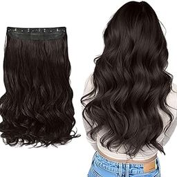 D-DIVINE Women Hair Extension Long Curly Wavy Brown 22 Inches Hairpiece With 5 Clip/Hair Extension for Women Party/Halloween/Christmas-image-30