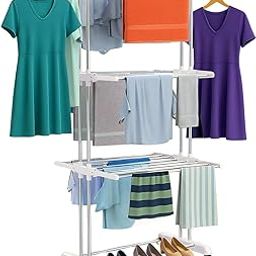 H Houseware Foldable Cloth Drying Stand Stainless Steel – 3 Tier Heavy-Duty Clothes Dryer for Balcony, Indoor & Outdoor Use | with Wheels & Hanger Slots | Rust-Proof Laundry Rack (White)-26