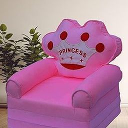 NKK PNP® Kids Fiber Foldable Sofa Come Bed for Room Decoration Gift Purpose- Bigger Size with 3 Foldable Fiber Seats, for Kids Upto 0-36 Months (Pink-Princess)-image-18