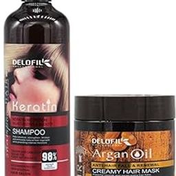 Hair Care Set, Keratin Shampoo and Argan Oil Hair Mask, 500ml Each, Natural Ingredients-29