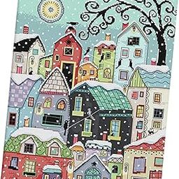 LOOM TREE Stamped Cross Stitch Kits Patterns Embroidery Kit - Snow Street Scenery, 14 Counted 40x48cm Needlecrafts & Yarn | Embroidery & Cross Stitch | Hand Embroidery Kits | Cross Stitch Kits-26
