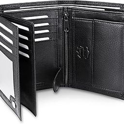 Men's Trifold Nappa Leather Wallet, 15 Card Slots, RFID Protection, Portrait Format, Black, Black, Trifold Wallet-image-29