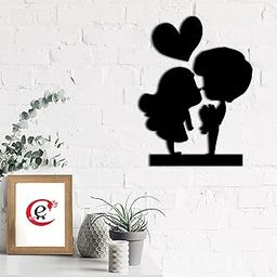 eCraftIndia Loving Couple Love Heart Wooden Wall Decor for Living Room Bedroom| Home Wall Decor Items| Wall Art for Home Decor Valentine Gift for Girlfriend Boyfriend Husband Wife Valentine Decoration-image-25