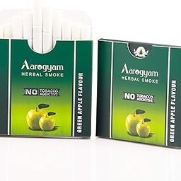Aarogyam Herbals 100% Tobacco & Nicotine Free Flavoured Cigarette - (10 Sticks in Each Packet) (GREEN APPLE FLAVOUR, 2 Packets)-image-80