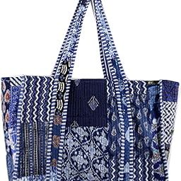 Patchwork Quilted Tote Bag Women Reversible Shoulder Bag Cotton Carry Bag Multipurpose Tote Bags-image-23