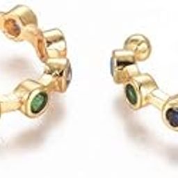 Fashionable Gold Plated Geometric Colourful Crystals Non-Pierced Clip-On Ear Cuff Earrings For Women And Girls (ER2081) 1 Pair-image-24