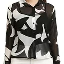 Casual Regular Sleeves Printed Women Black Georgette Shirt-image-36