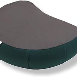 NutriBuck® Buckwheat ZAFU Meditation Cushion Filled with Buckwheat Hulls (Crescent - Dark Green & Grey)-image-20