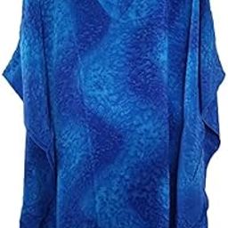 Hand Tie Dye Print Blue Plus Size Women's Kaftan | Beach Cover up |One Size fits All (24503)-image-76