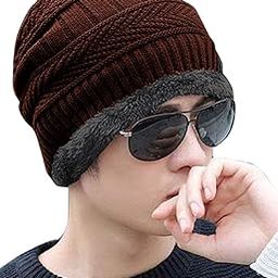 Winter Snow Proof Woolen Beanie Cap for Women's with Fur Fleece Line-image-43