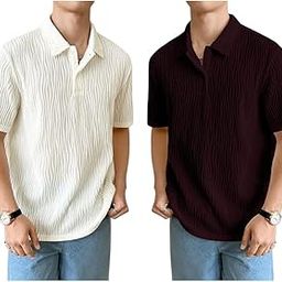 Cotton T-Shirt for Men – Soft Breathable Fabric | Regular Fit Half Sleeve Collar Tee for Summer Casual Wear (Available in Plus Size and Combo Pack of 2)-image-33