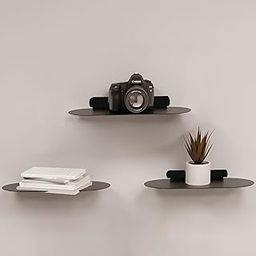 Spillbox Metal Floating Shelf | Wall Mounted Shelf | Invisible Mounting|Decorative Shelf|Living Room|Kitchen Organizer|Stand|Holder for Wi-fi Camera - Floating Shelf (Pack of 1)(Black)-11