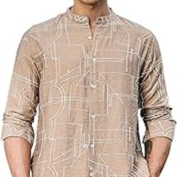 thomas scott Men's | Polyster Blend | Embroidered | Long Sleeve | Mandarin Collar | Casual Shirt for Men-picture-44