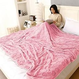 HOKIPO 220 GSM Flannel AC Throw Blanket Double Bed Queen, 200x230 cm / 6.5x7.5 feet, Pastel Pink (AR-5744-PNK)-image-13