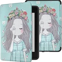 SwooK Classic Printed Magnetic Flip Cover Case for All New Kindle 10th Generation 2019 Release Model: J9G29R Flip Case Smart Folio Cover Case (Not for 10th Gen 2018 Kindle) (Flower Girl)-picture-12