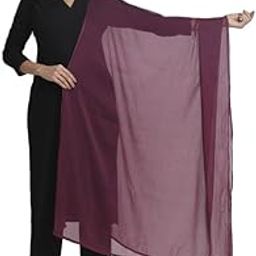 Women's Plain Chiffon Dupatta With Border Lace-image-4