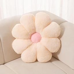 RVA Super Soft Rabbit Fur Sunflower Cushion Pillow for Sofa Back Support for Bed, Sofa, Chair, Office, Car Support & Sleeping Decorative Cushion for Bedroom, Living Room (35 Cm) (Cream)-image-94