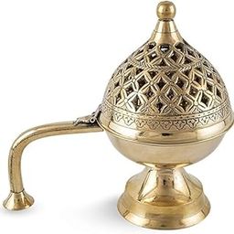 Shifa Enterprise Home Deco Purifying Brass Dhuna Loban Burner(Round) || Elegant and Traditional Dhoop Dani for Purifying Home (Small)-15