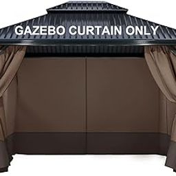 COWVIE Gazebo Curtain Replacement Universal 4-Panel Sidewalls 12' x 12', Patio Gazebo Privacy Curtains with Double Zipper, Replacement for Patio, Outdoor Canopy, Garden and Backyard (Curtain Only)-image-76