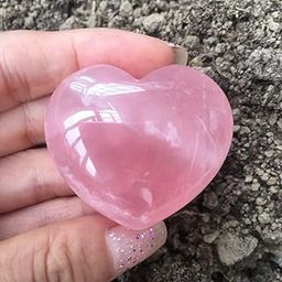 Heart Shaped Rose Quartz Natural Stone Polished Puffy Heart Shape/Love Stone Hearts Valentine Gift-25