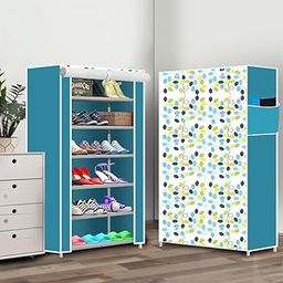Ascension 6 Shelf Designer Foldable Collapsible Portable Wardrobe/Shoe Rack Storage Organizer Closet Almirah for Clothes, Kids Toys, Cupboard & Cloth Rack (Fabric, Metal)-image-100