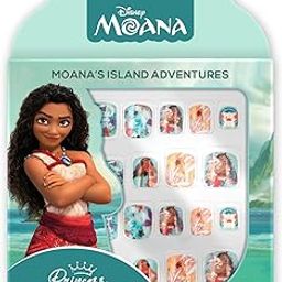 Princess by RENEE Disney Moana’s Island Adventures Reusable Stick On Nails For Pre-Teens | Lightweight, Reusable | Press On Nails With 1 Prep-pad & 1 Manicure Stick | 24N-11