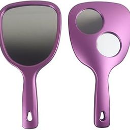 SVShoperzone Magnifying Handheld Makeup Mirror Double-Side Cosmetic Travel Portable Hand Mirror with 2X and 3X Magnifying Mirrors on Back for Women Girls Face Makeup-1