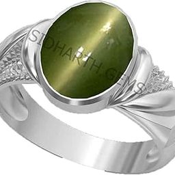 7.25 Ratti 6.20 Carat Natural Cat's Eye Stone Silver Crystal Adjustable Ring for Men and Women-image-1