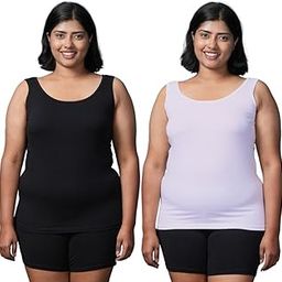 Adira | Plus Size Inner Tank Top Women | Plus Size Inner Tank Tops | Wide Fabric Shoulder | Round Neckline | Offers Full Coverage | Pack of 2-image-27