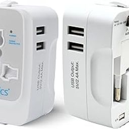 Ceptics Universal Japan Travel Adapter, 3 in 1 India to Japan Plug Adapter, Universal Travel Accessories 2 USB 2.4A, 100-250 Voltage Travel Charger, Universal Charger Adapter, White-13