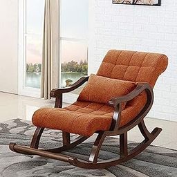 Krazy Home Recliner Rocking Chair in Premium Blue – Wooden Glider Chairs for Living Room, Porch & Balcony – Classic Swing Rocker & Roll Design with Ergonomic Comfort (Orange)-image-54