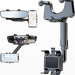 360°Rotatable and Retractable Car Phone Holder, Multifunctional Rearview Mirror Mobile Holder [Upgraded] Universal Phone Mount for Car Adjustable Rear View Mirror Car Mount for All Smartphones-image-76