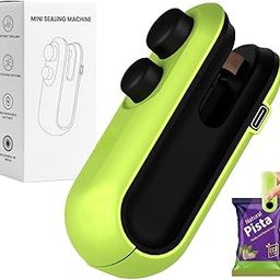 Mini Bag Sealer with Cutter and Magnet || Rechargeable 2 in 1 Vacuum Food Sealer for Plastic Bags, Snacks & Food Storage || (Multi color) (Pack Of 1) (GREEN)-13