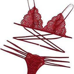 ™ Womens 2 Piece Lace Hollow Perspective Bikini Swimsuit Beach Swimwear Set Red M | Swimwear | Womens Clothing-image-27