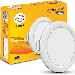 wipro Polycarbonate Garnet 12W Round LED Alpha Panel|Cool White Light (6500K)|Recessed Down Light for False Ceiling|Cutout - 110Mm|Pack of 1-picture-3